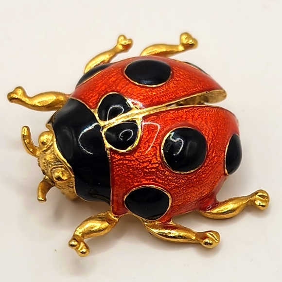 giovanni Jewelry - Vintage Giovanni ladybug brooch red, black, gold